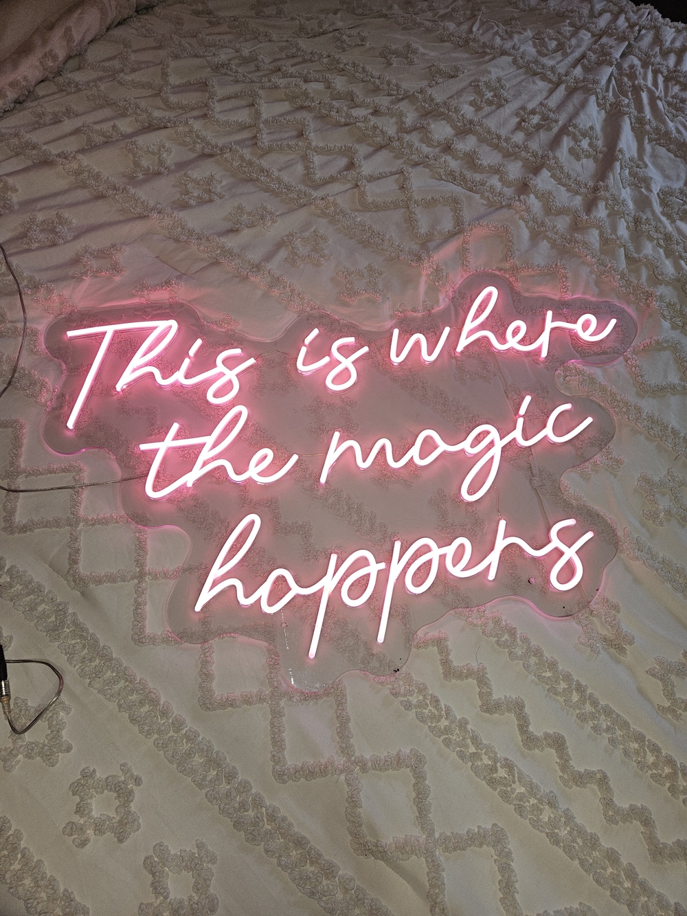 Pink Neon Script Sign - This Is Where The Magic Happens